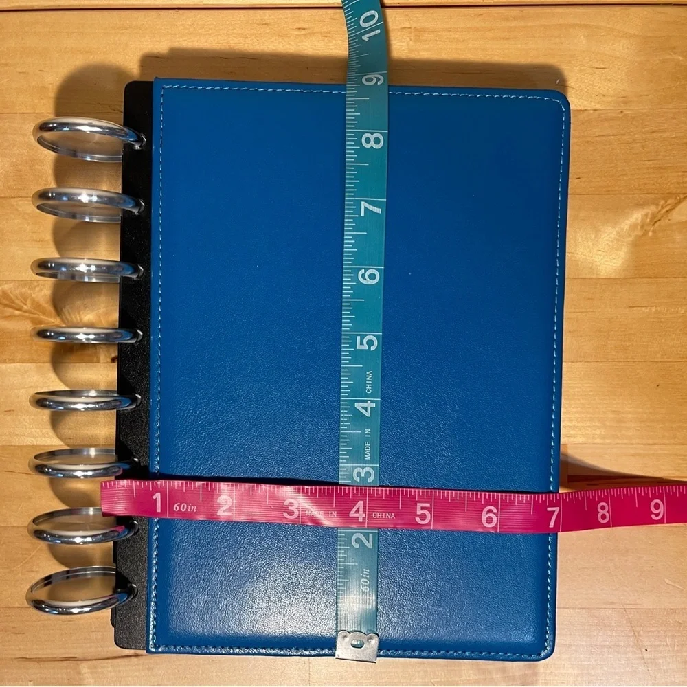 M by Staples arc Blue Leather Planner with Silver Tone Rings
